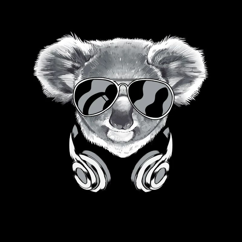 Koala mit Kopfhörer und cooler Sonnen Brille
