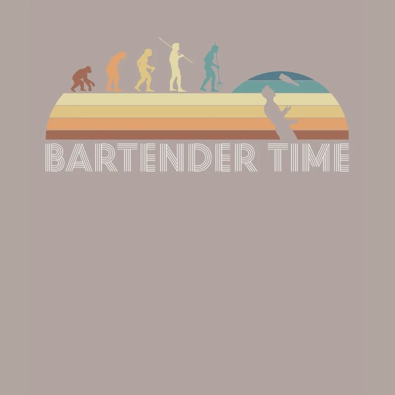 Vintage Retro Bartender Time Barkeeper Evolution