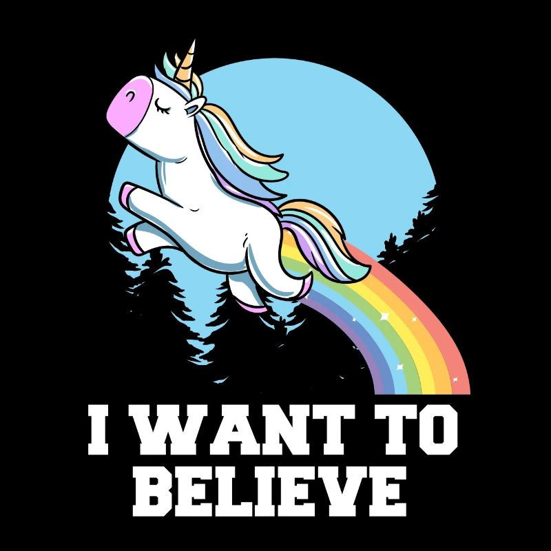 Ich möchte süßes Einhorn mit Regenbogendesign glauben