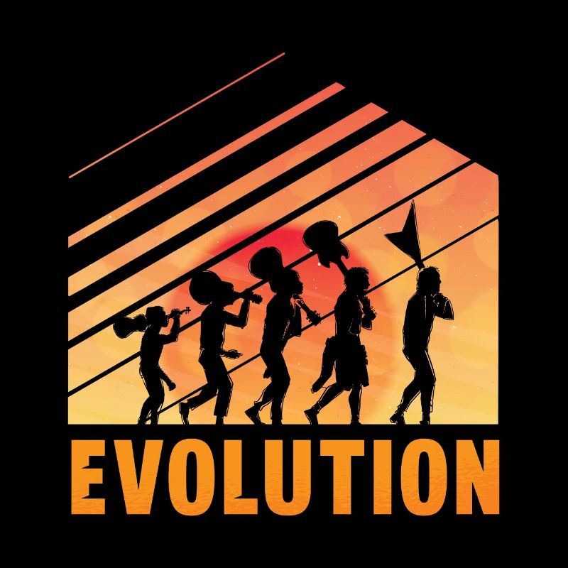 Human Evolution Guitar Band Retro Vintage