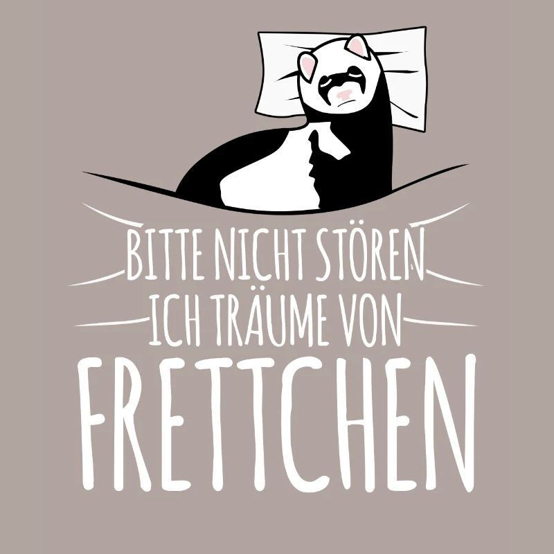 Frettchen schläft müde im Bett