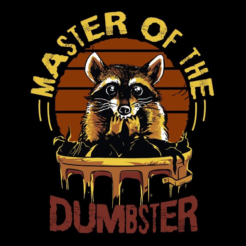 Raccoon lover garbage collecting garbage containers