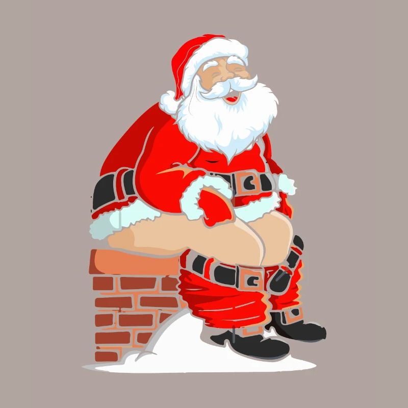 Père Noël faisant caca dans la cheminée