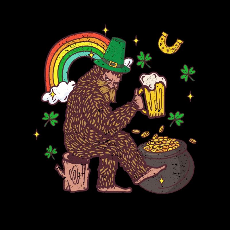 Leprechaun Bigfoot Saint Patrick's Day Rainbow