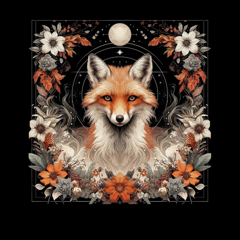 Cottagecore Fox avec des fleurs