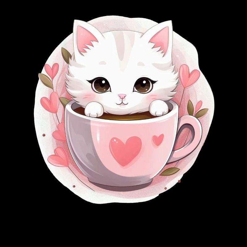 Loving Coffee Cat Kitten in Mug Cat Love