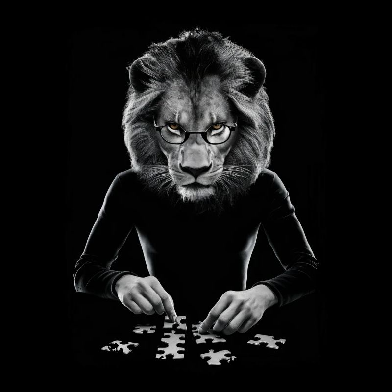 Löwe spielt Puzzle Geschenk