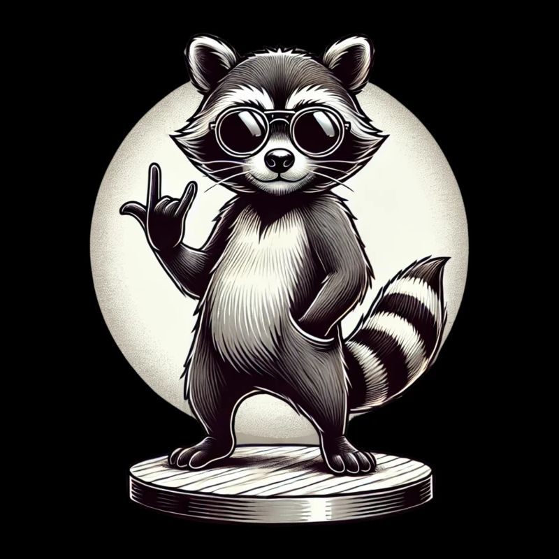 Cooler Waschbär Rock-Hand-Geste Illustration