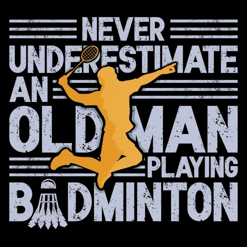 Badminton player old man badminton dad shuttlecock