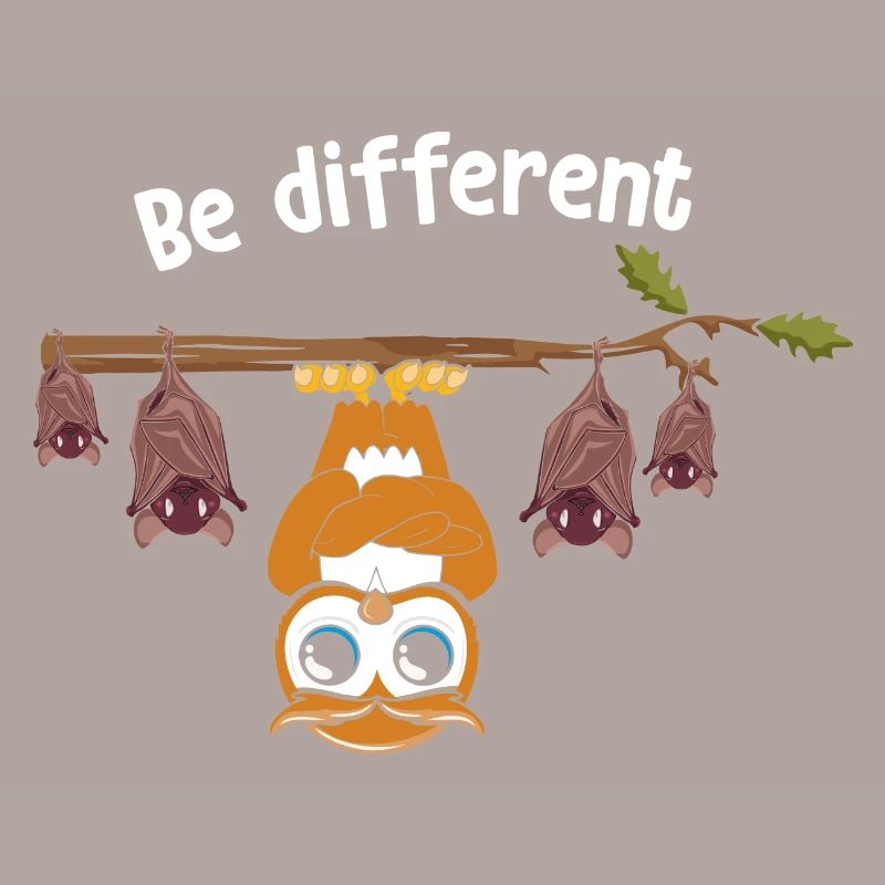 Be Different Sei Anders Eule mit Fledermäusen