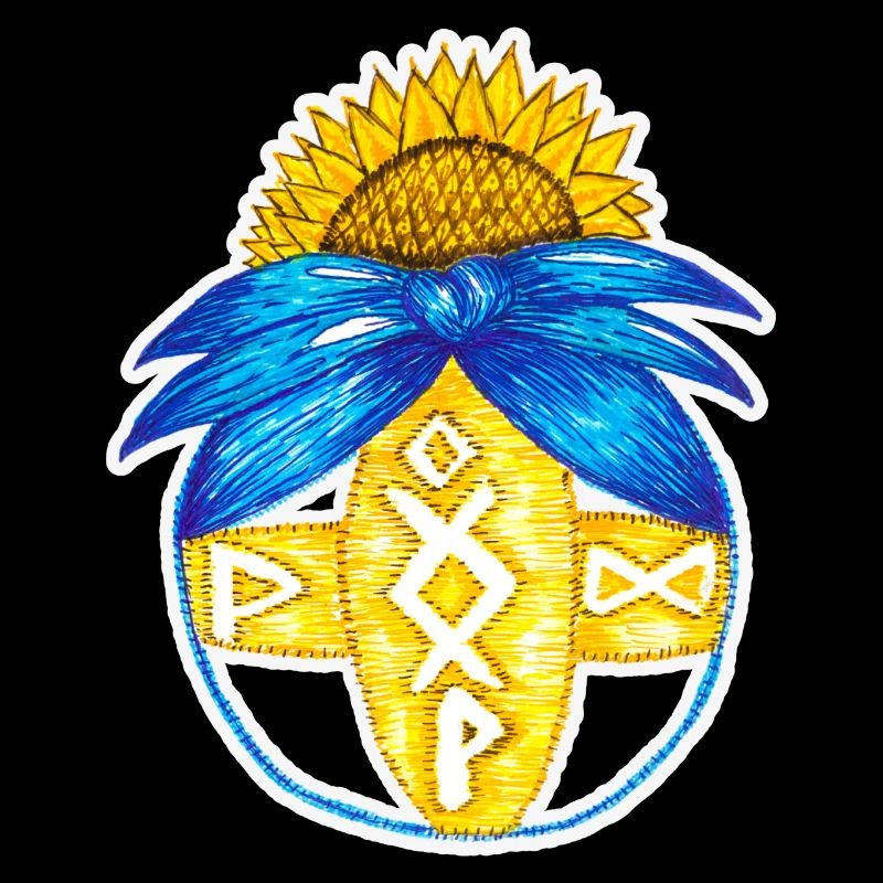 Motanka, poupée ukrainienne traditionnelle. Jaune bleu.
