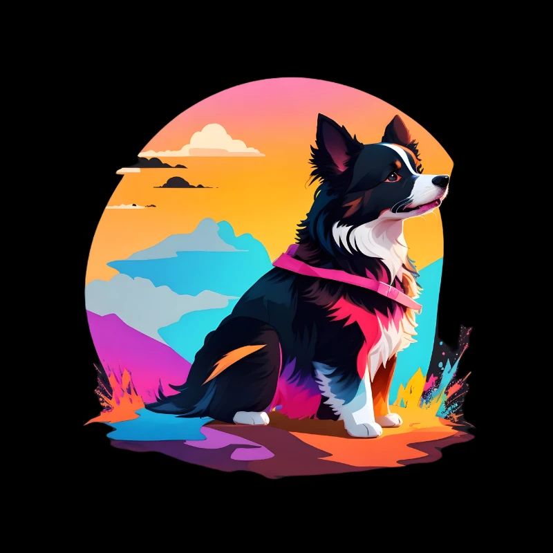 Verspielter Hund vor buntem Hintergrund