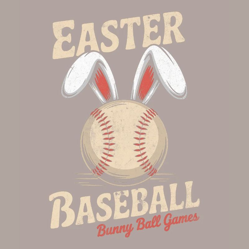Baseball with Bunny Ears Easter Design