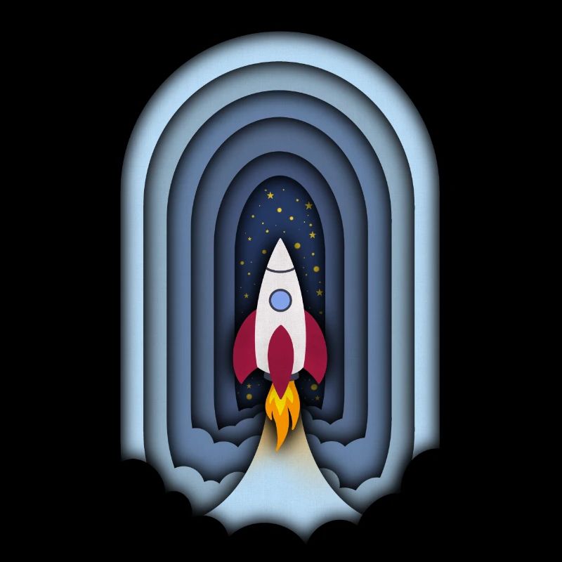 Rocket dans l’optique découpée en papier