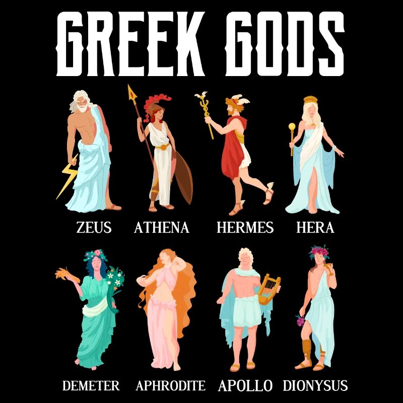 Figures de couleur des dieux grecs Conception pour un grec principal