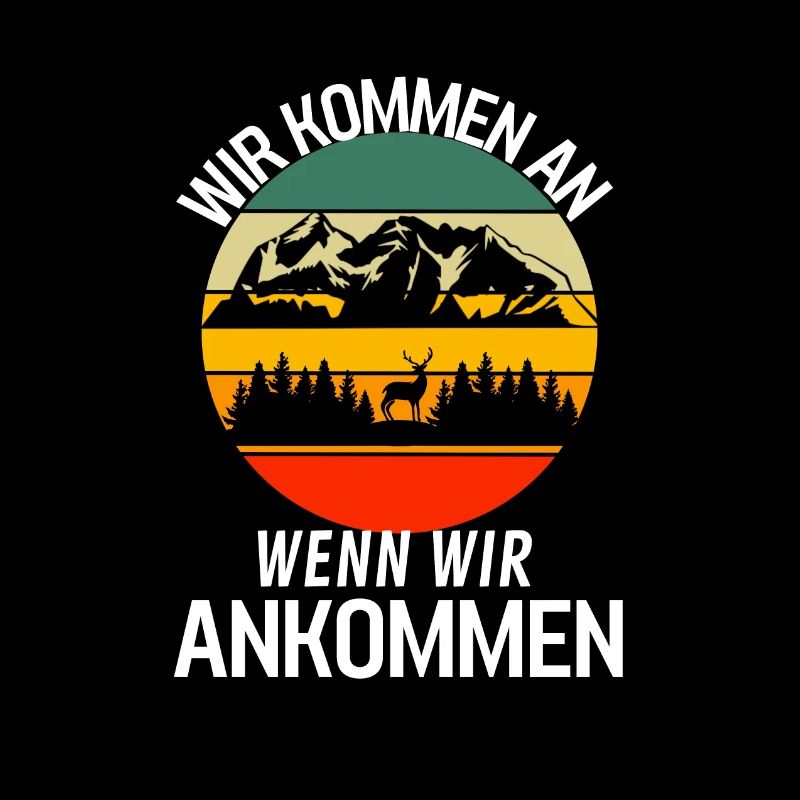 Camping Bergsteiger Wald Hirsch Retro Wandern