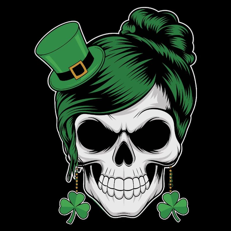 crâne de la Saint-Patrick avec des cheveux verts
