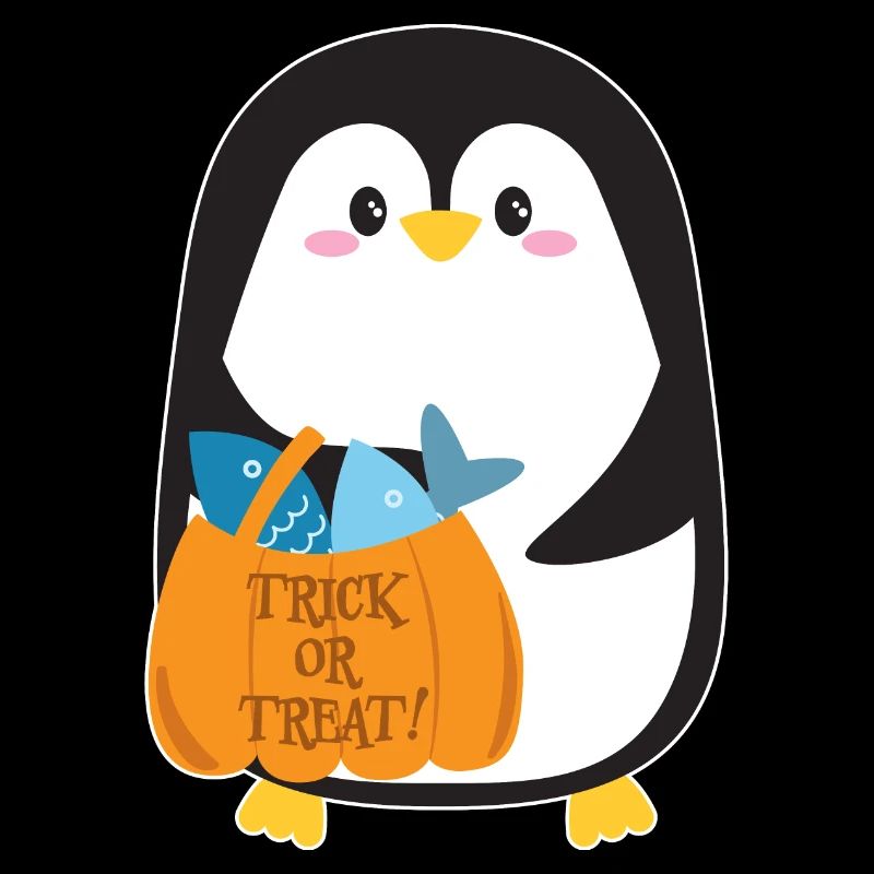 Pinguin mit Halloween-Kürbis