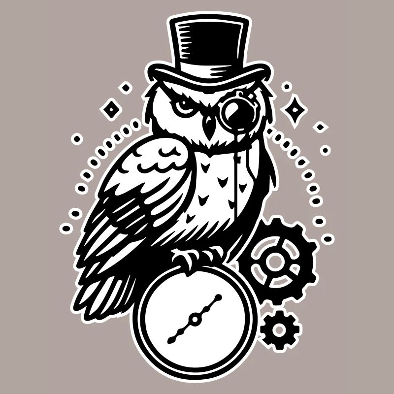 Steampunk Eule und Uhr Design