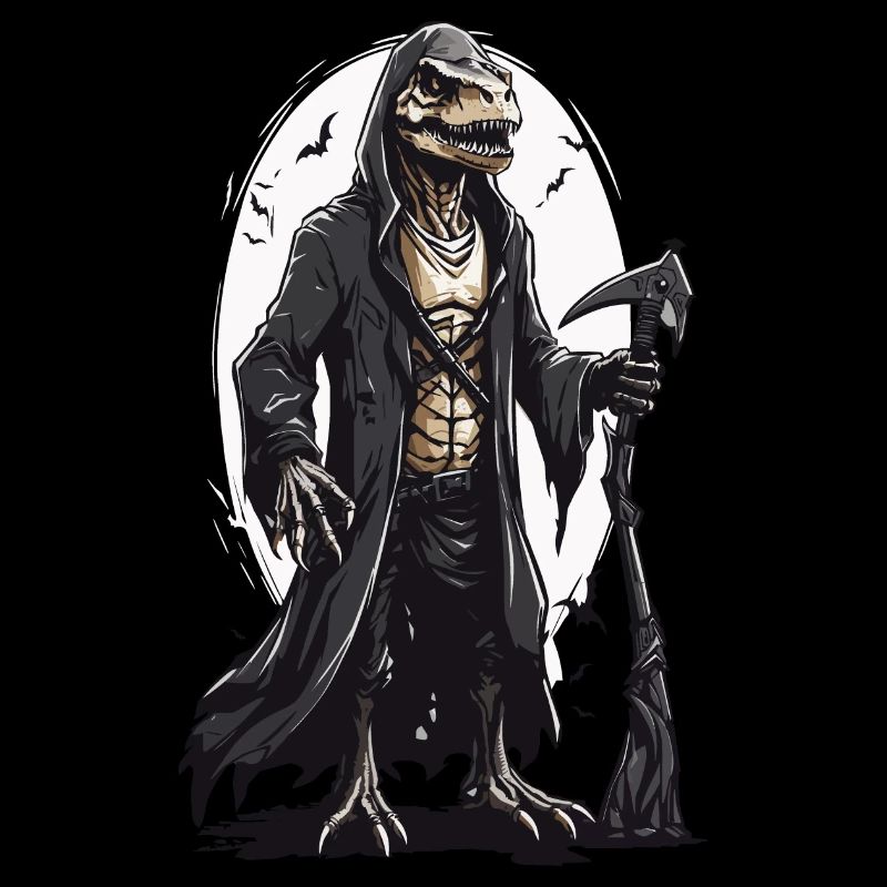 Lizards Mage Grim Reaper Halloween Design