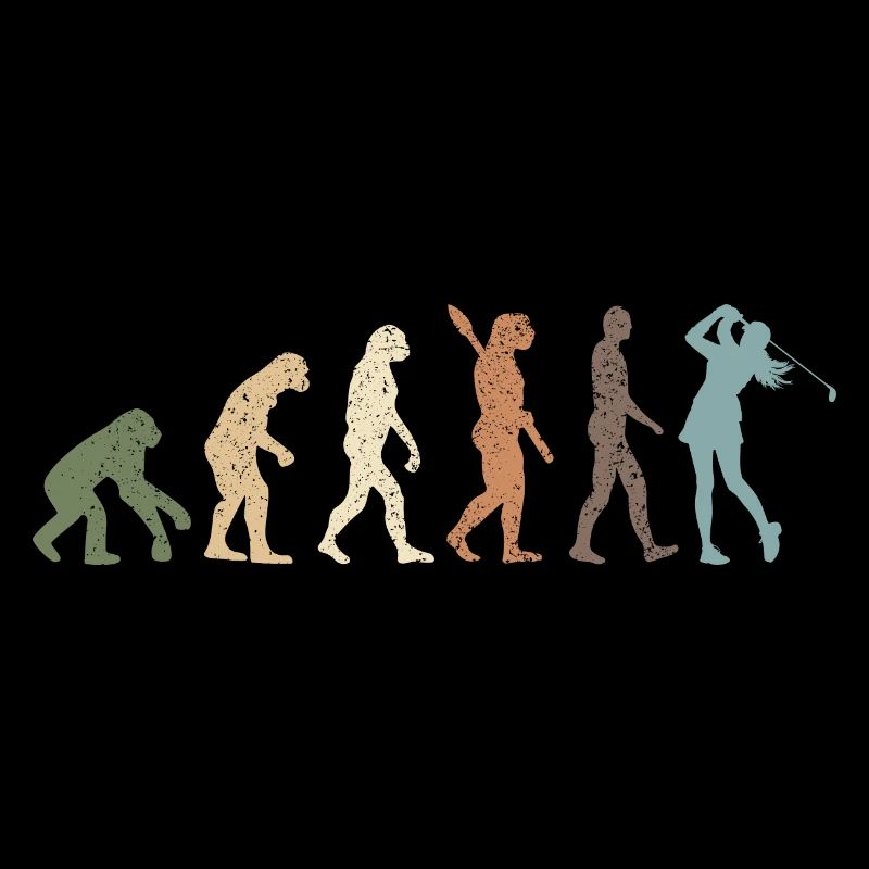 Womens Funny Retro Evolution Of Man Golf