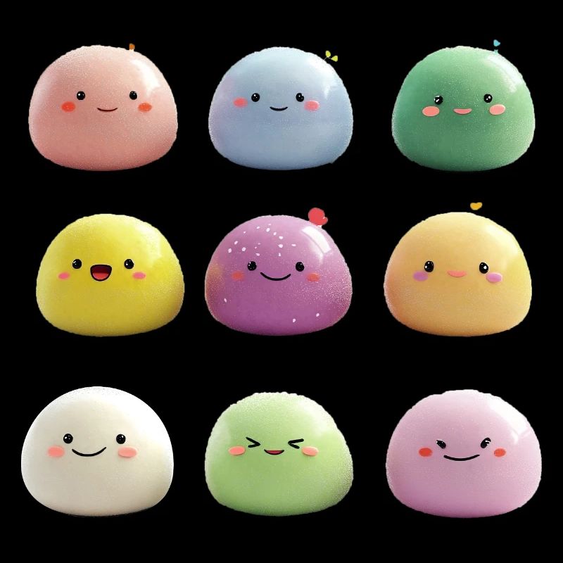 Collage de mochis colorés de 9