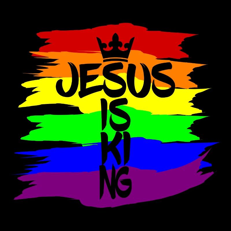 Jesus is King Kreuz Regenbogenfarben Queer