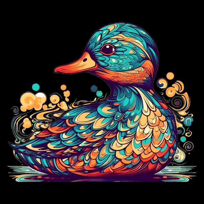 A magnificent duck as a beautiful water bird