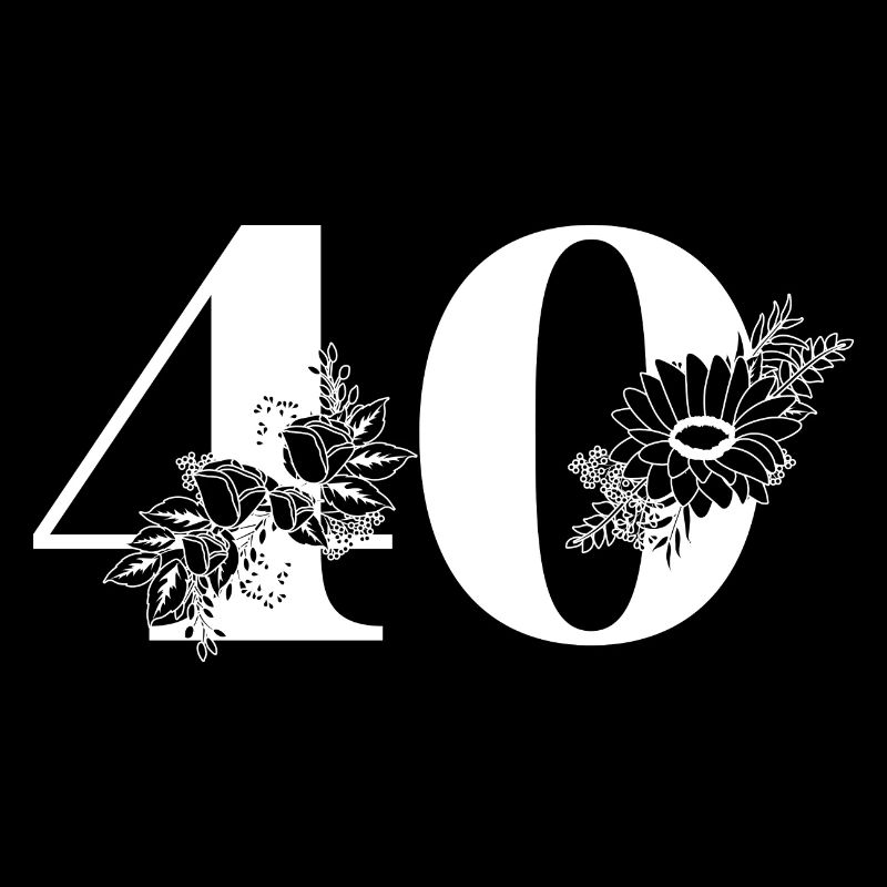 Nummer 40 Schwarze Blumen - 40. Blumengeburtstag