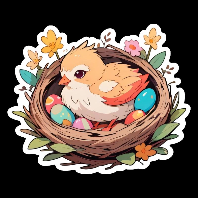 Easter basket with chicks