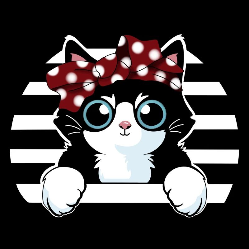 Chat blanc noir avec boucle