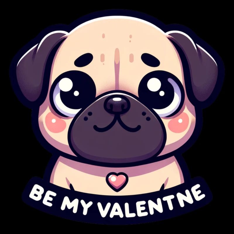 Süßer Mops Be my Valentine Valentinstag Geschenk
