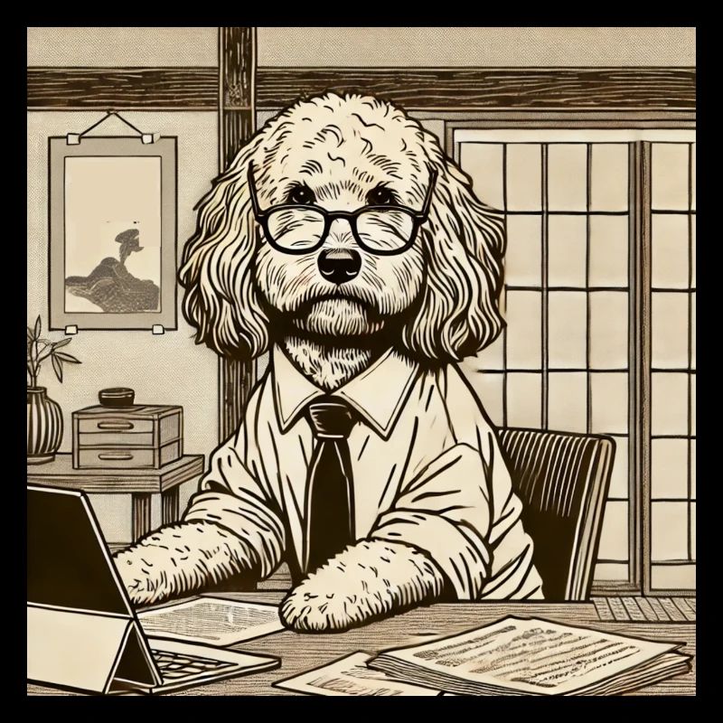 Japan Ukijo e Stil Schreibtisch Cockapoo