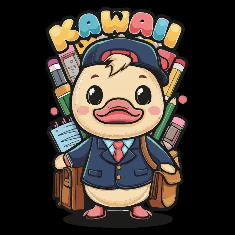 Kawaii Entchen mit traditioneller Schuluniform