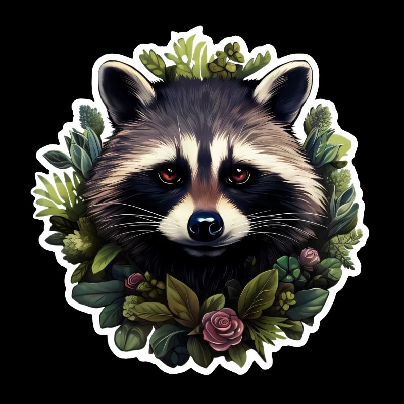 Waschbär mit Blumen