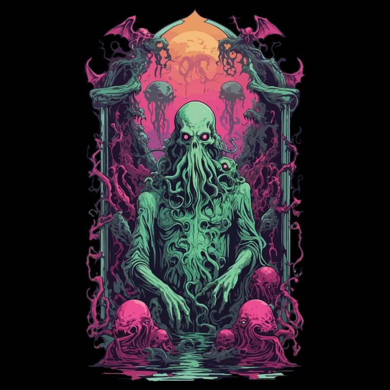 Cthulhu Gothic Vaporwave Halloween Design