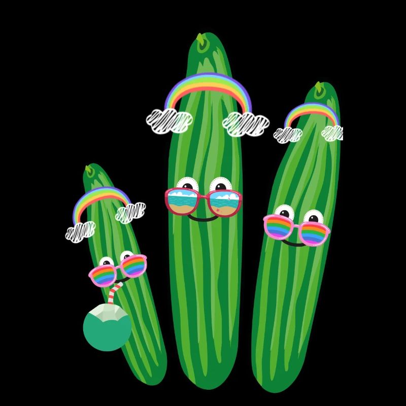 Trio de concombre,Concombre,Concombre,Arc-en-ciel,Lunettes de soleil