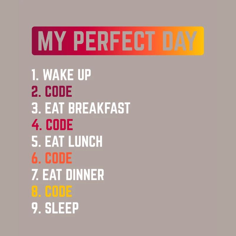 My Perfect Day Wake Up Code Software Developer Pro