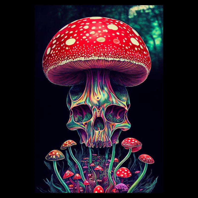 champignon psychédélique crâne crâne lsd Coloré