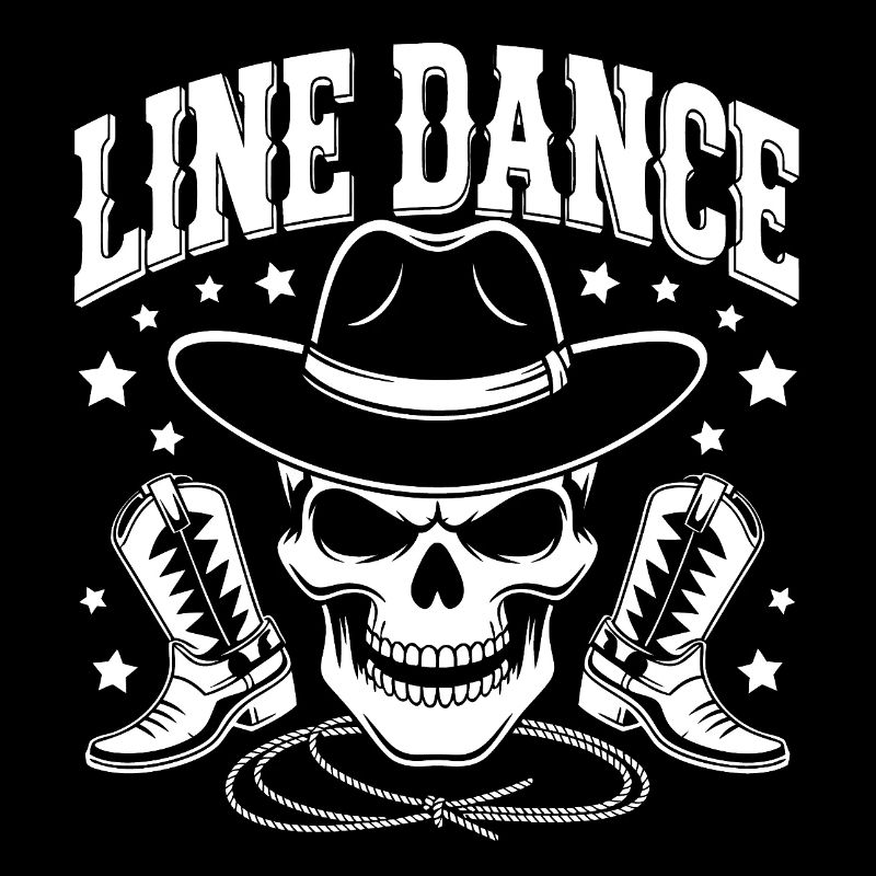 Line Dance Skull with Stetson and Boots and Lasso