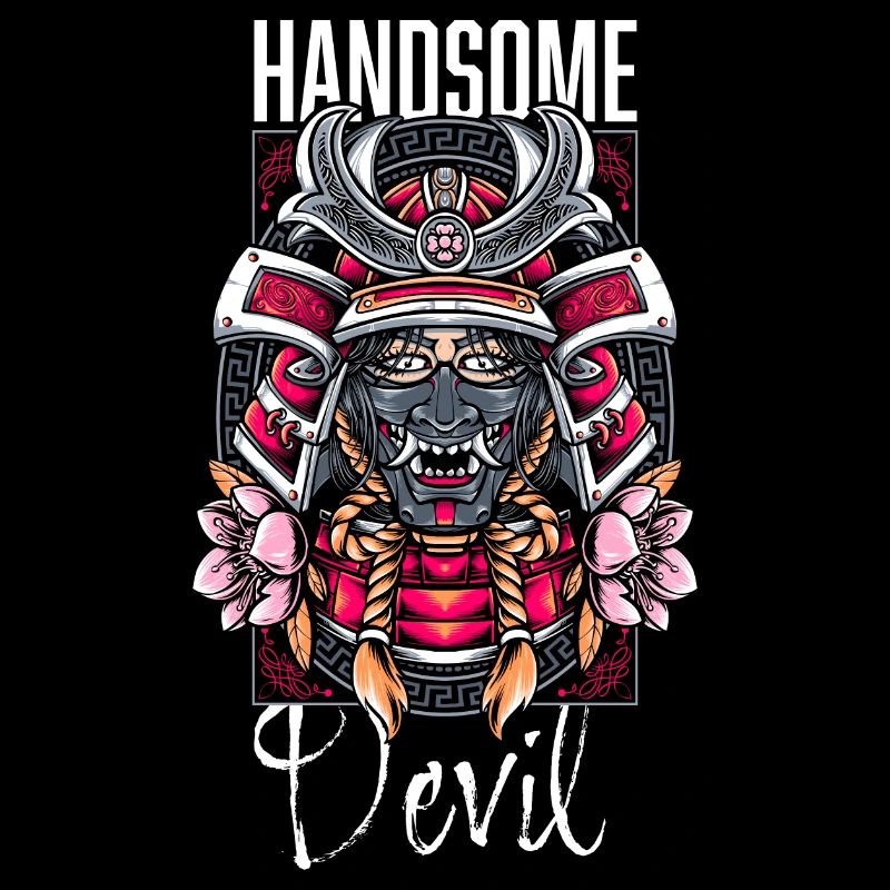 Japanese Demon Art Face Skull Devil Oni Vaporwave