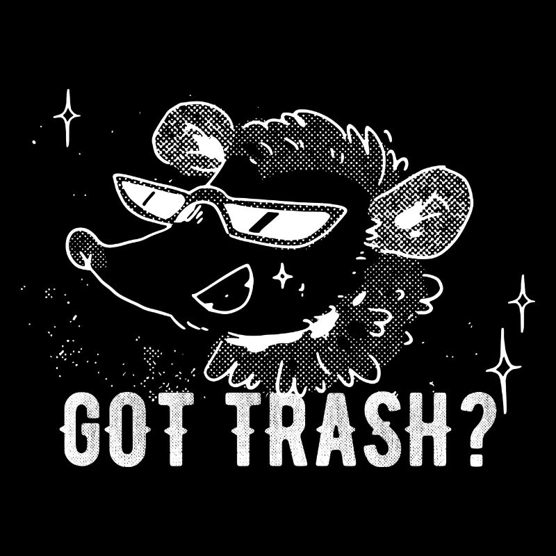 Distressed Opossum mit Brille Ask Got Trash