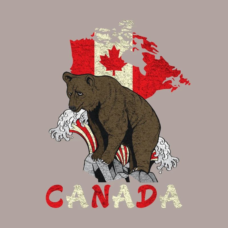 Conception d'ours du Canada avec carte et drapeau
