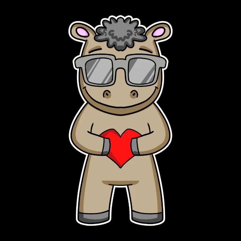 Cooles Pferd mit Brille und Herz