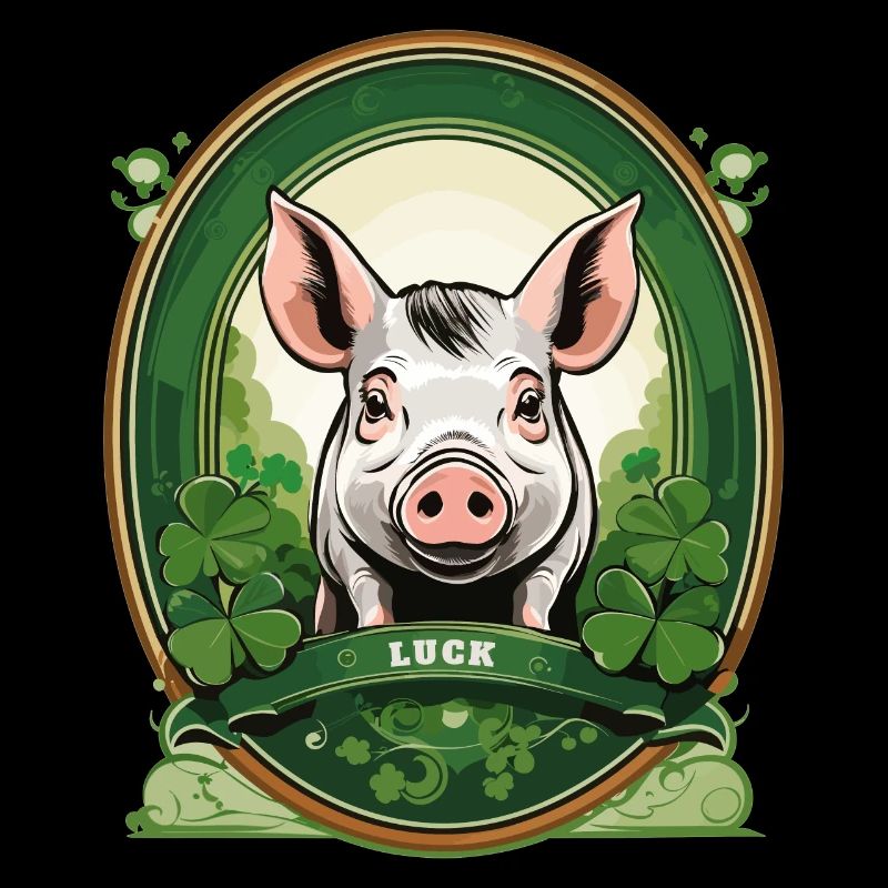 Cochon chanceux avec trèfles