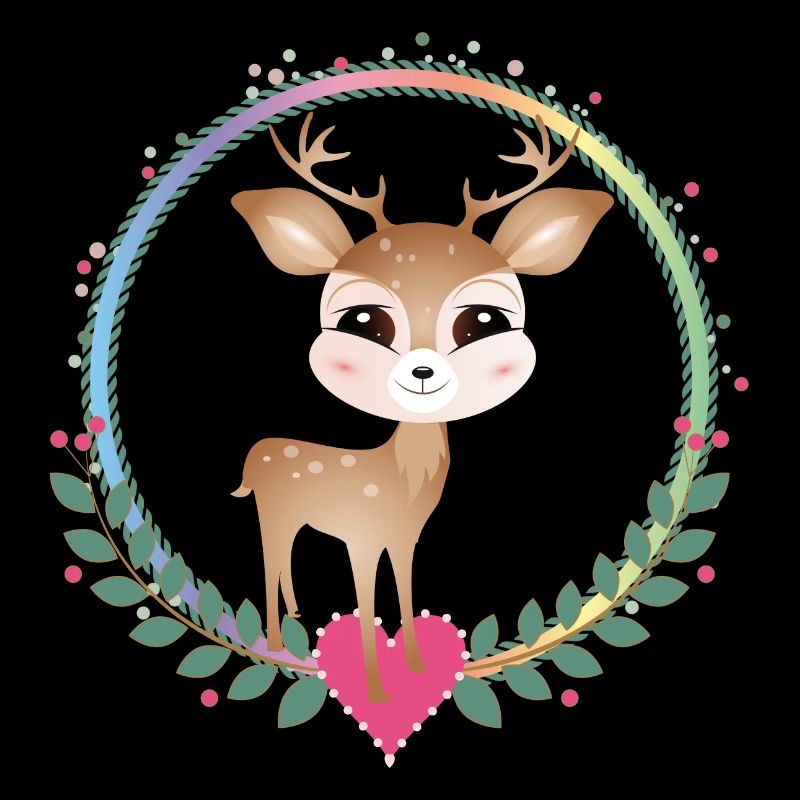 cute little deer with heart frame