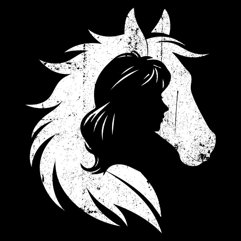 Mädchen Und Pferd Silhouette Porträt