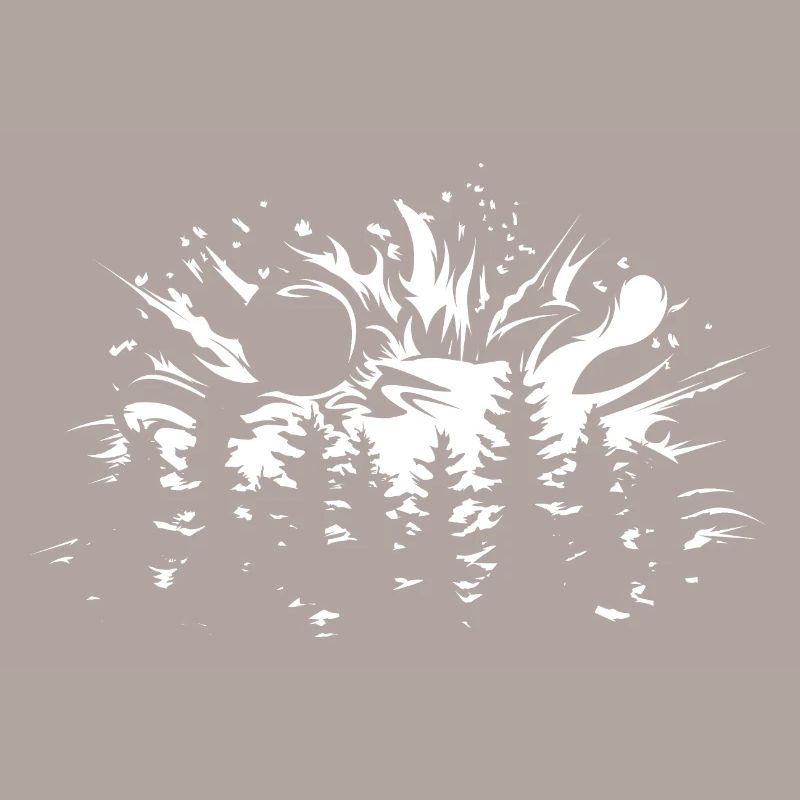 Forest Moon Explosion Tree Nature Illustration Logo