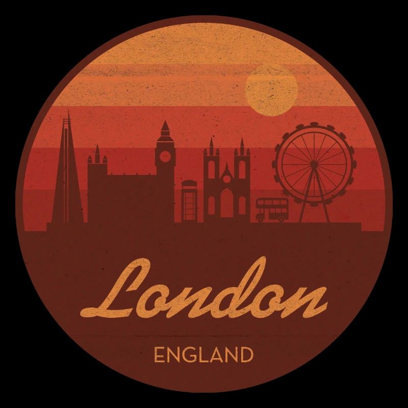 London's skyline in retro sunset
