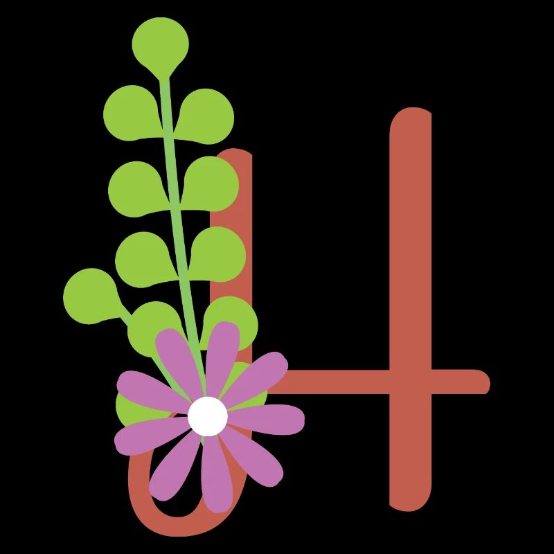 Eleganter Buchstabe 'H' mit Blumen